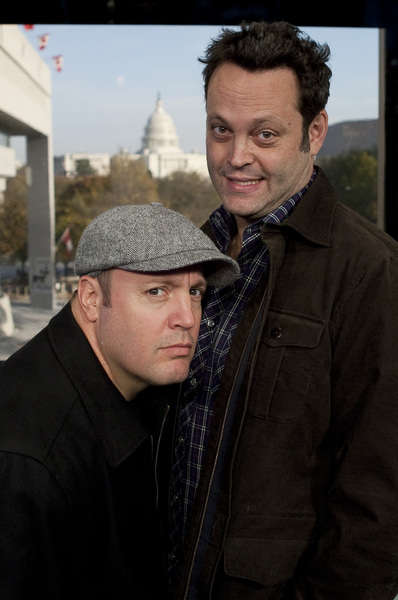 Kevin James and Vince Vaughn promote a movie