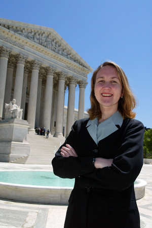 Lawyer after Supreme Court presentation